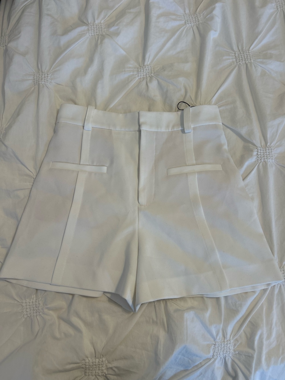 Zara White High-Waist Tailored Shorts